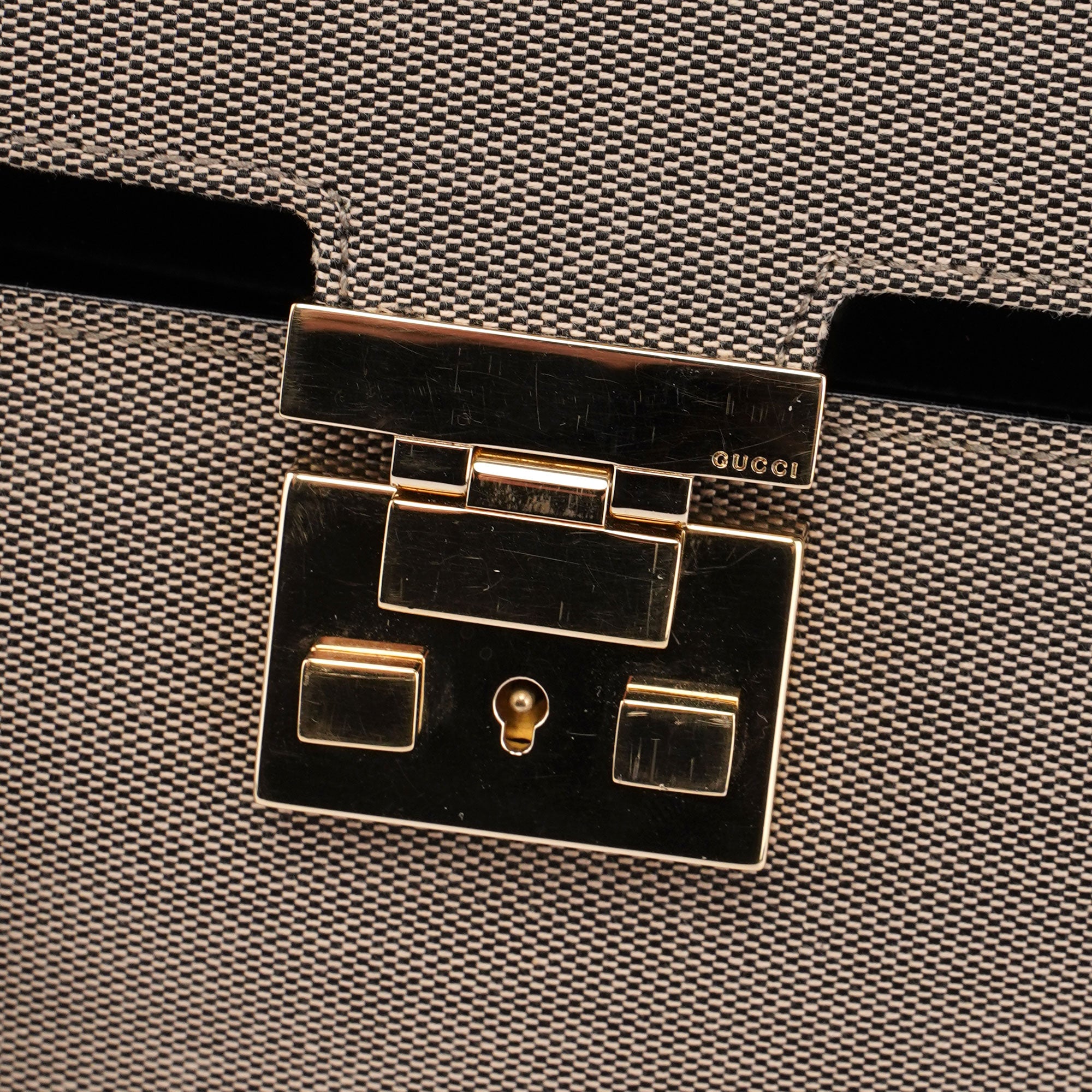 Beige Canvas Keylock Shoulder Bag