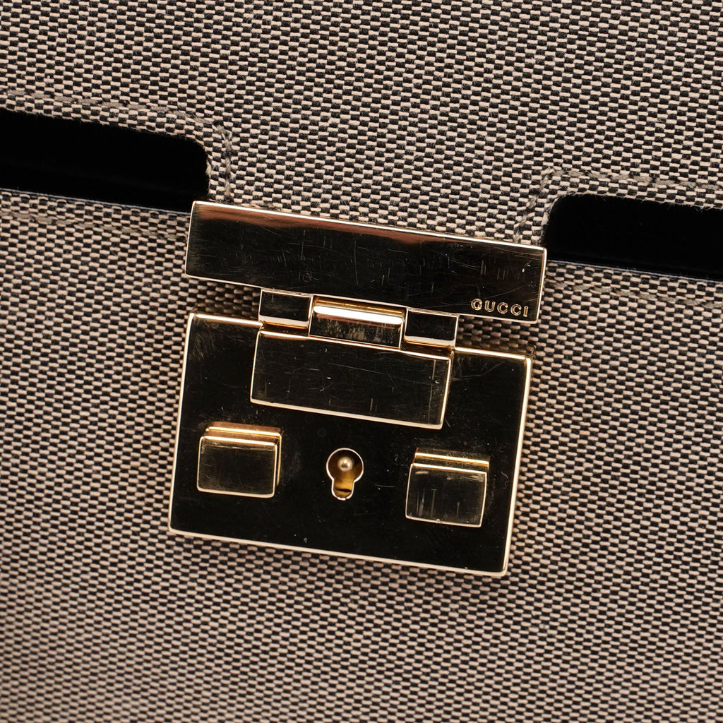 Beige Canvas Keylock Shoulder Bag