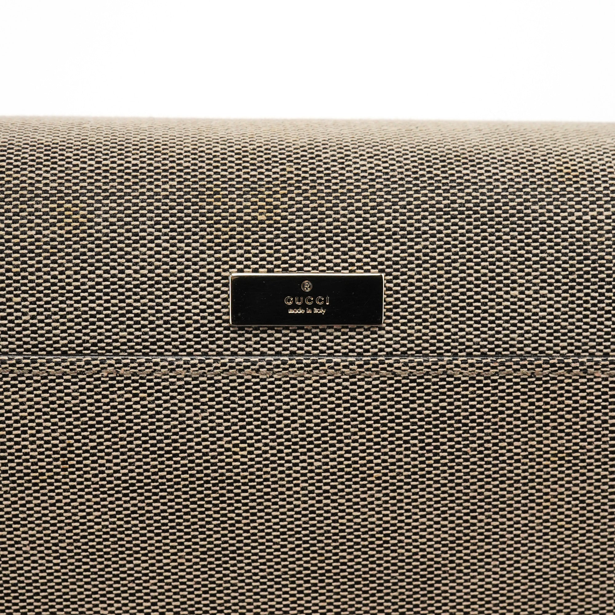 Beige Canvas Lady Lock Shoulder Bag