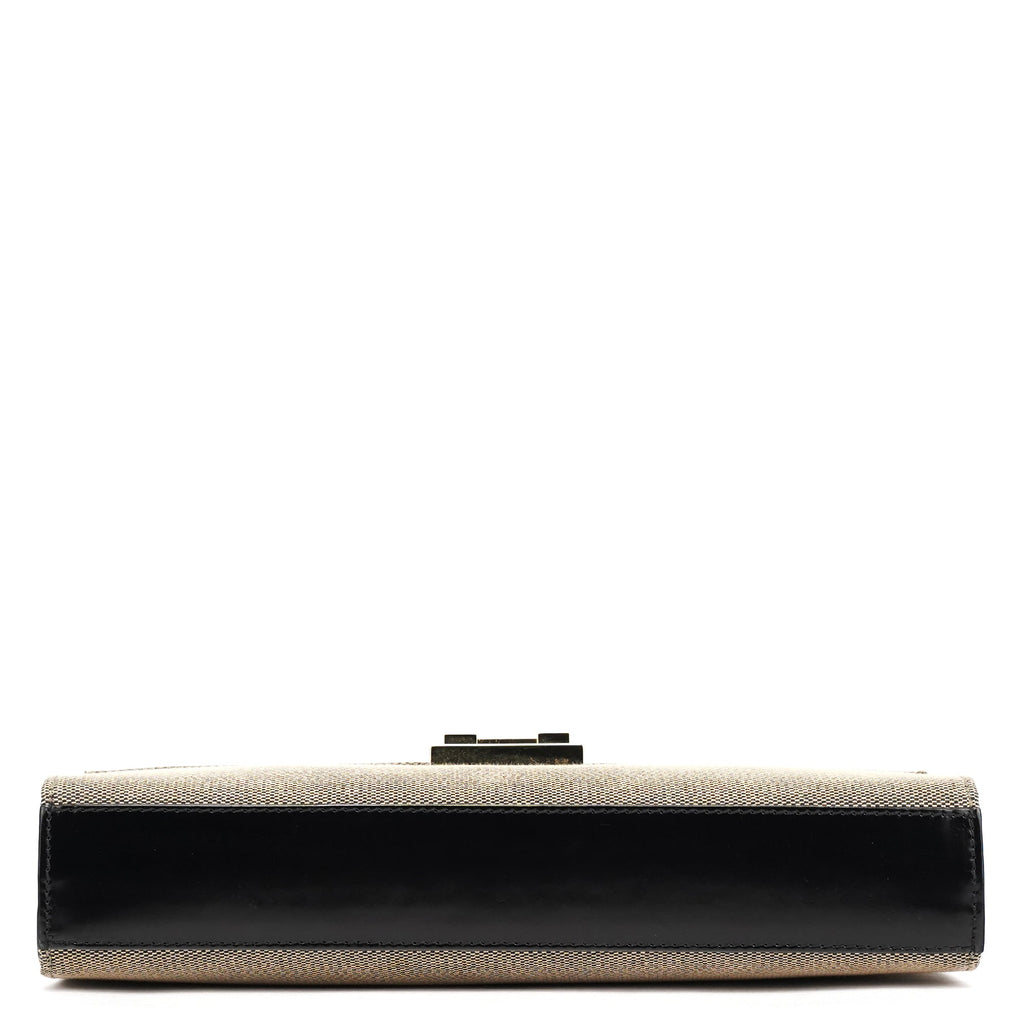 Beige Canvas Lady Lock Shoulder Bag