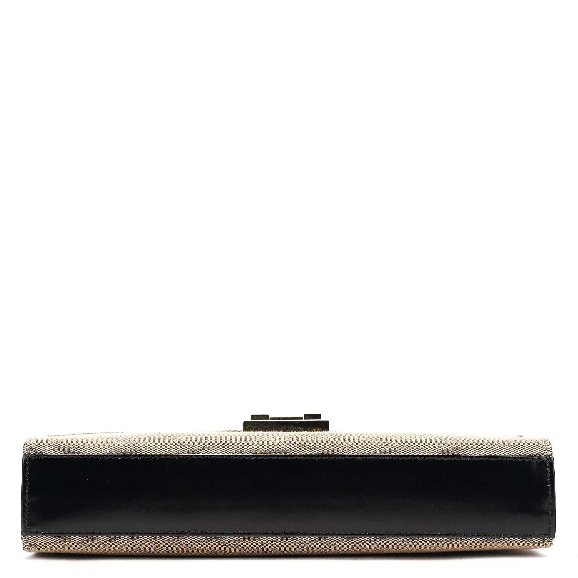 Beige Canvas Lady Lock Shoulder Bag