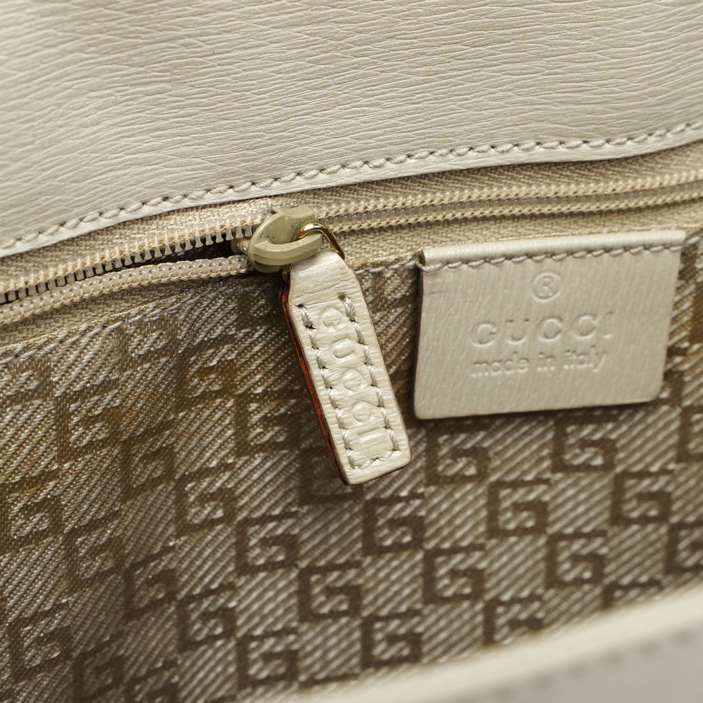 Beige Canvas Square G Tote Bag