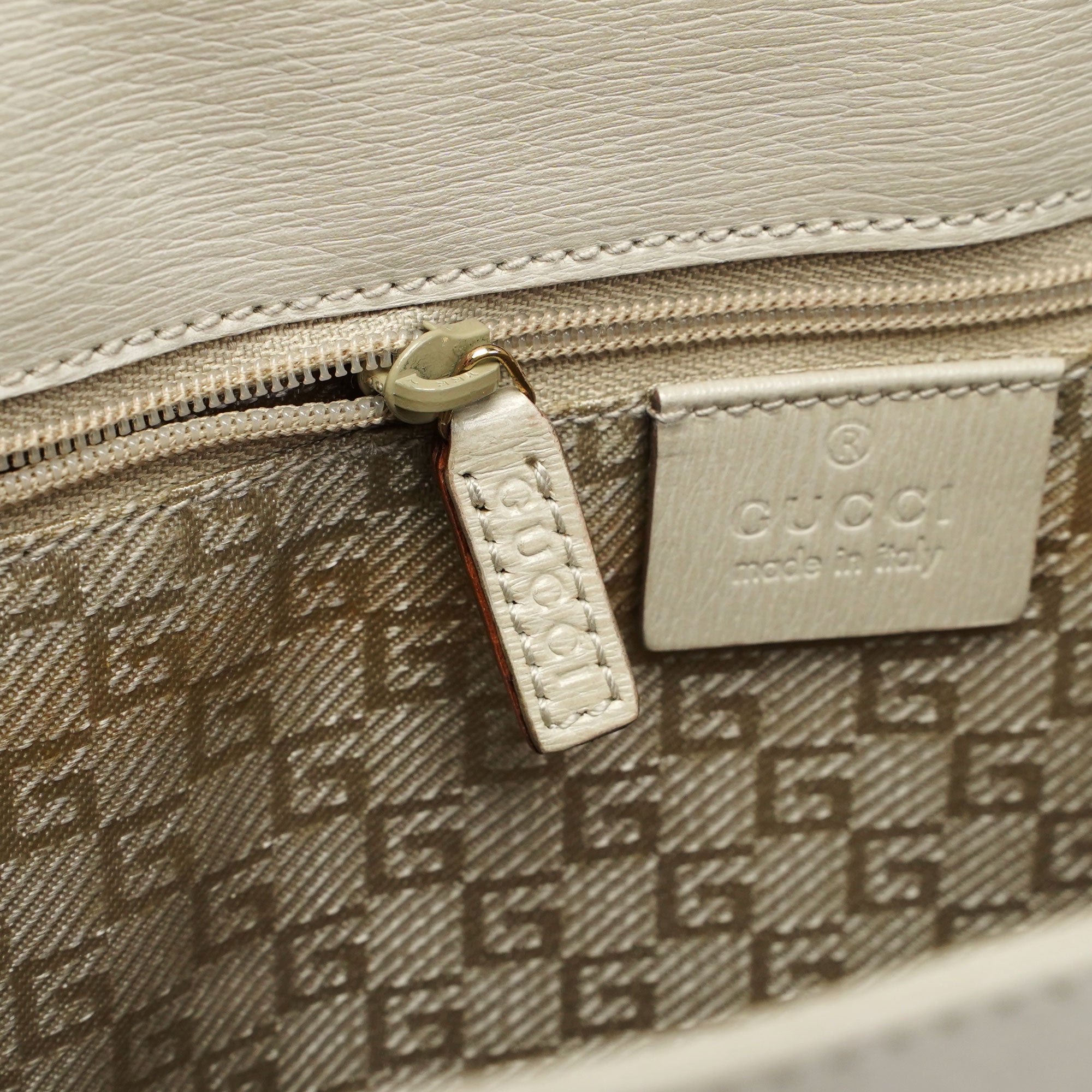 Beige Canvas Square G Tote Bag