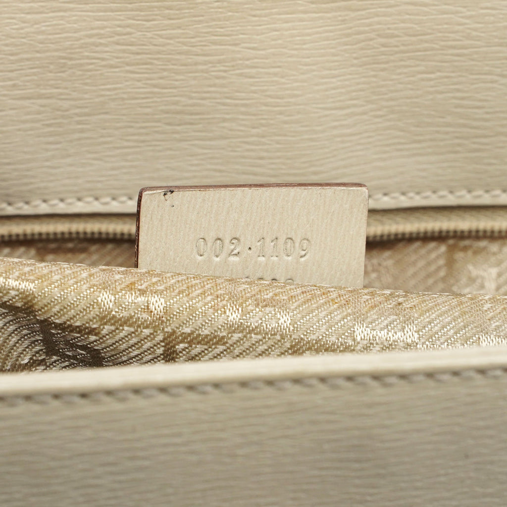 Beige Canvas Square G Tote Bag