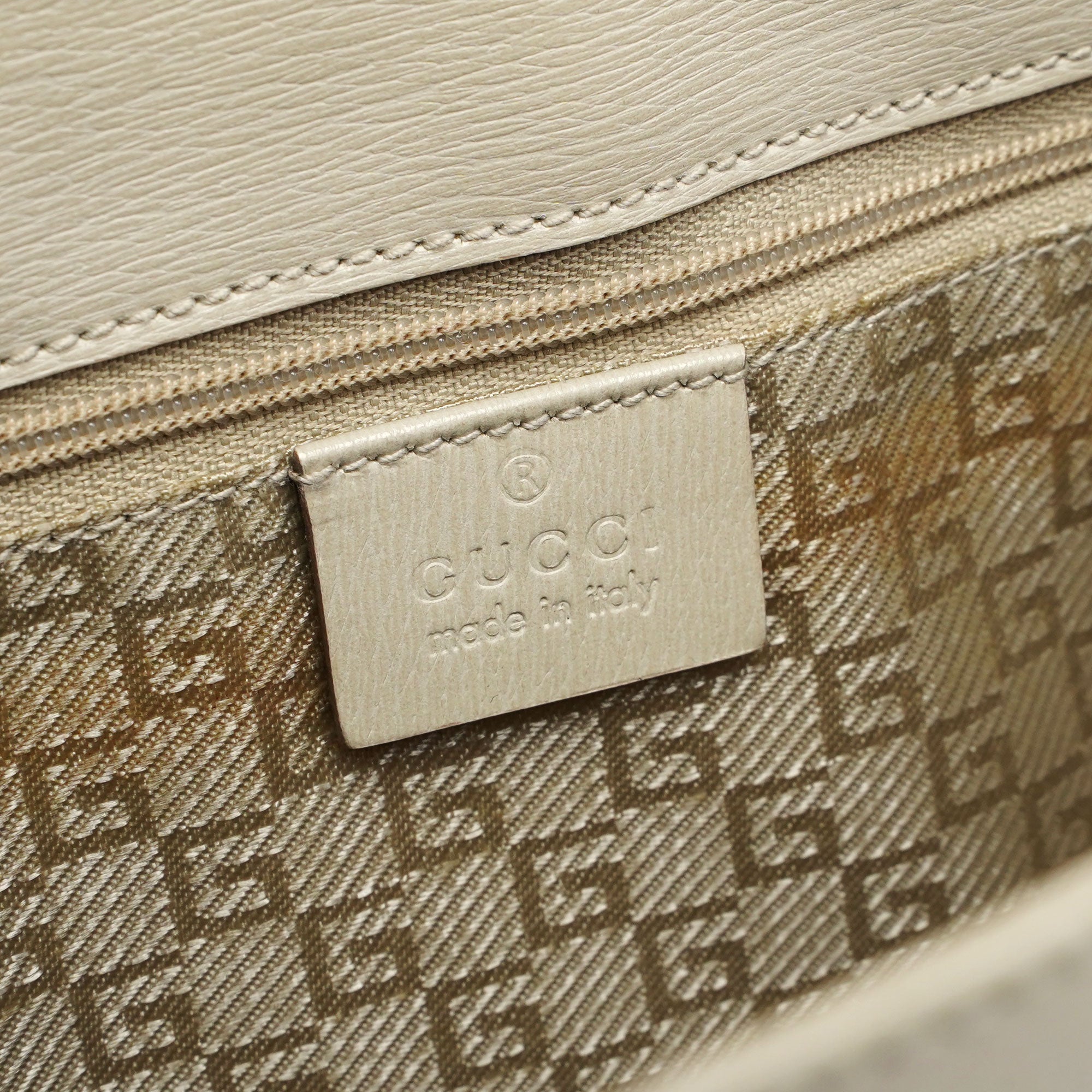 Beige Canvas Square G Tote Bag
