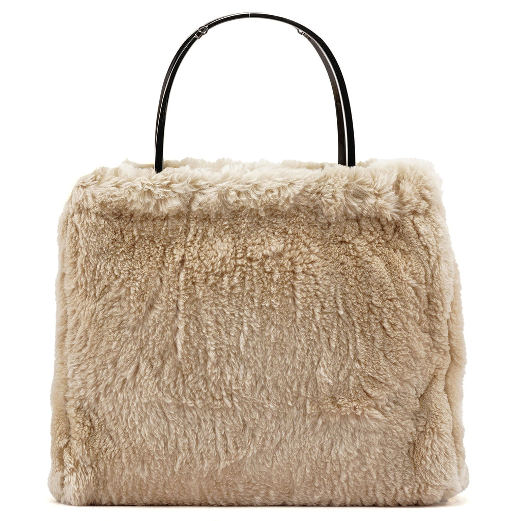 Beige Fur Horsebit Tote Bag