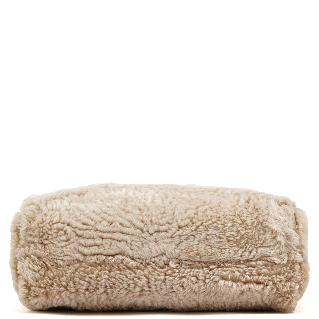 Beige Fur Horsebit Tote Bag