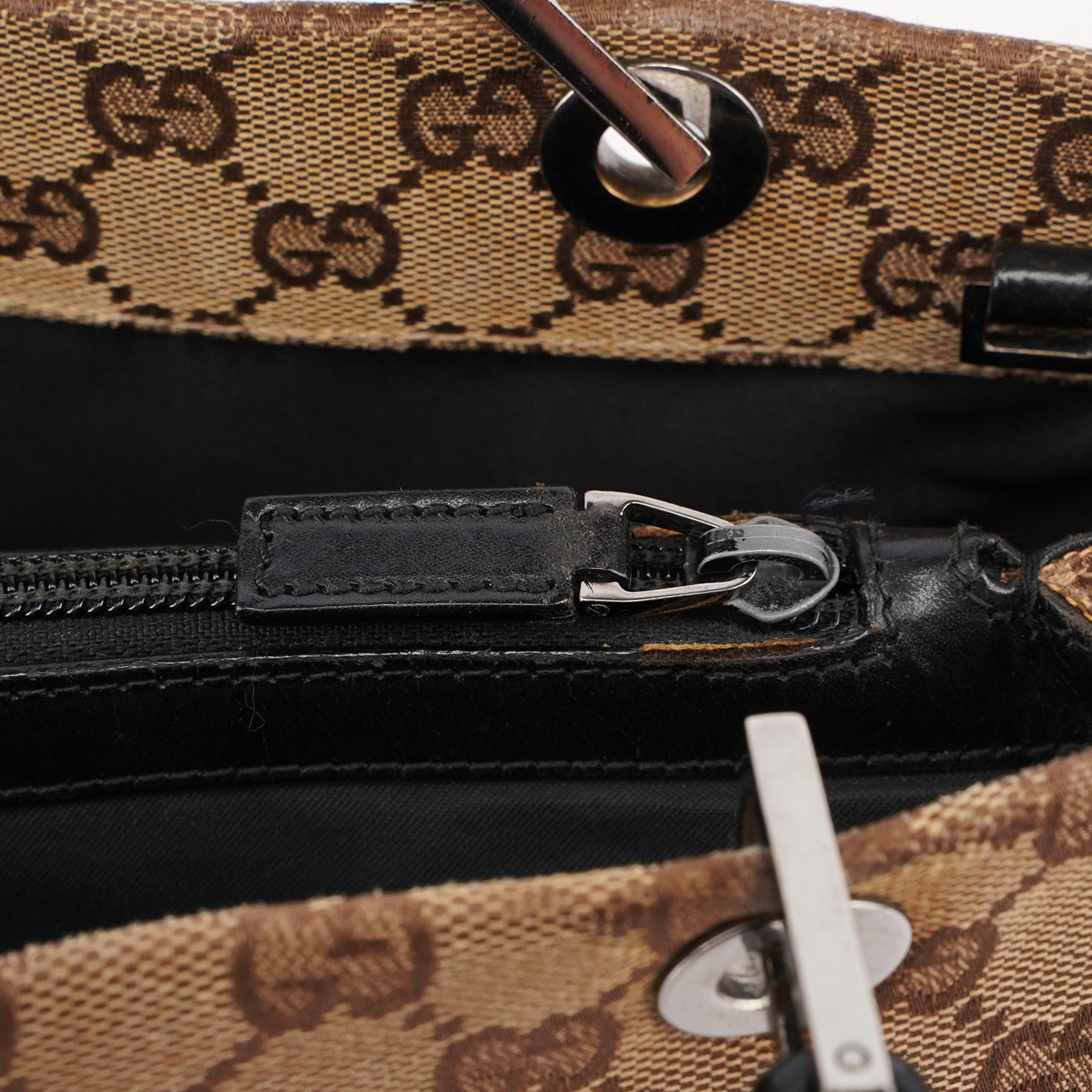Beige GG Bamboo 2-Way Tote