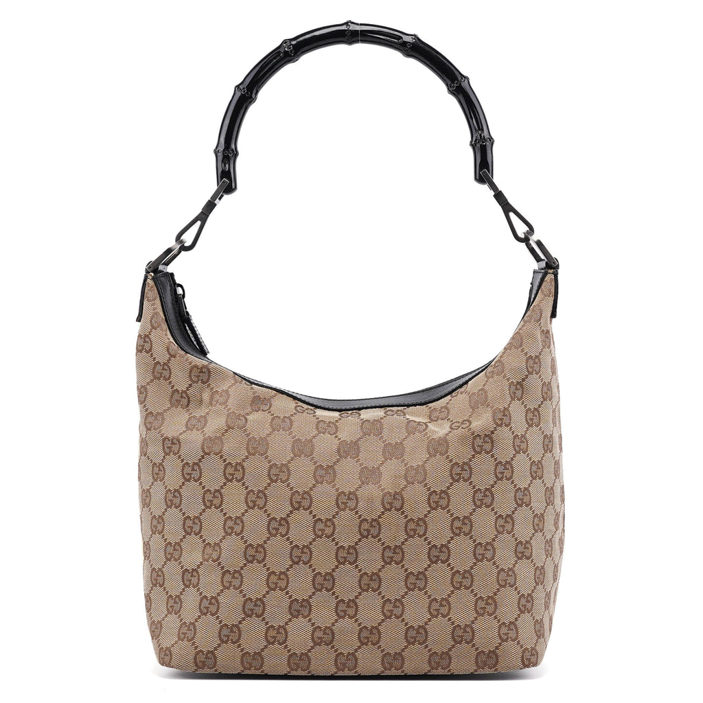 Beige GG Bamboo Shoulder Bag