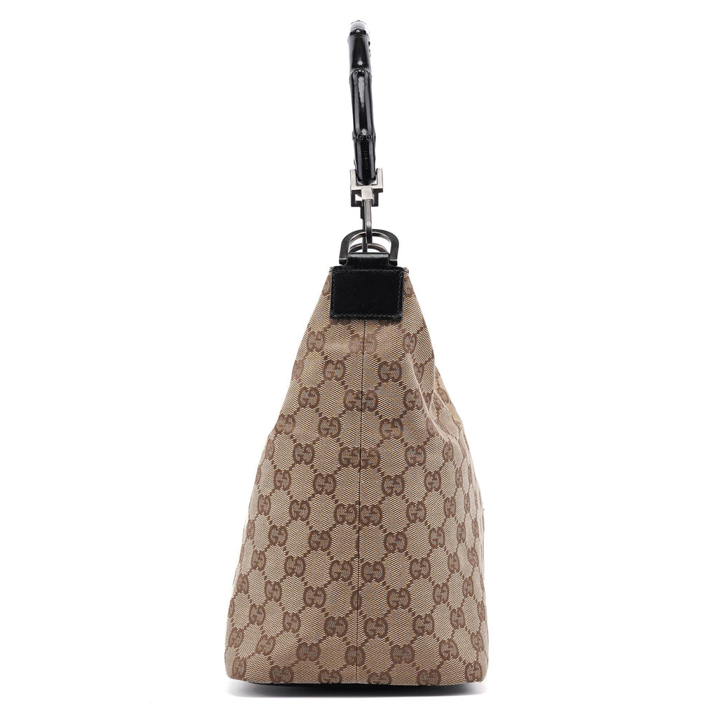 Beige GG Bamboo Shoulder Bag