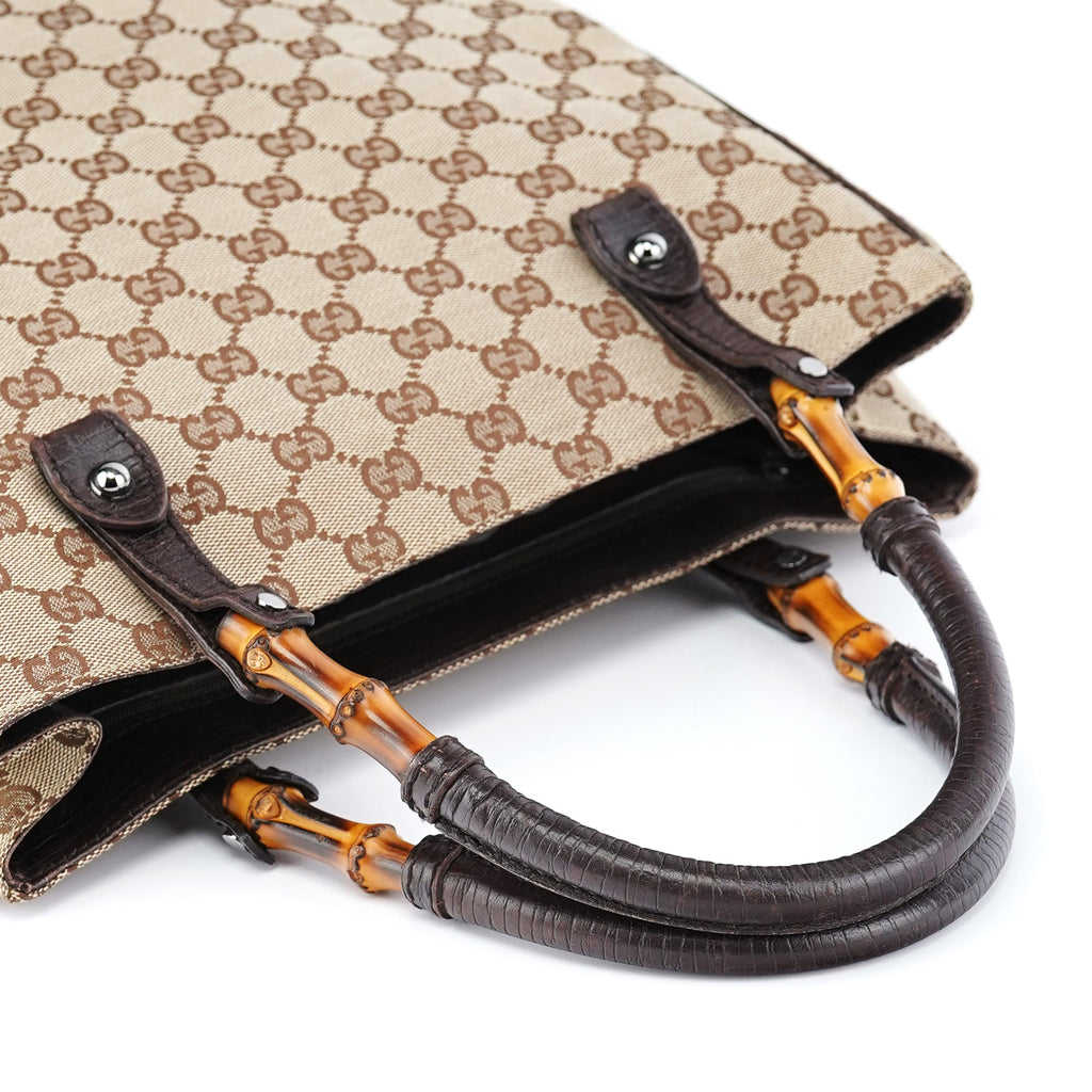 Beige GG Bamboo Tote Bag