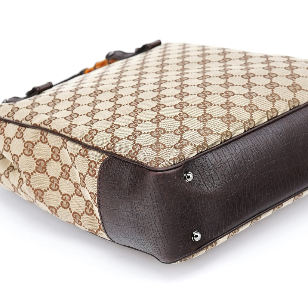 Beige GG Bamboo Tote Bag