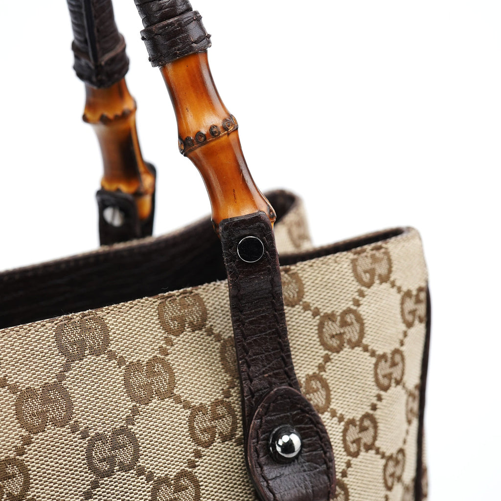 Beige GG Bamboo Tote Bag