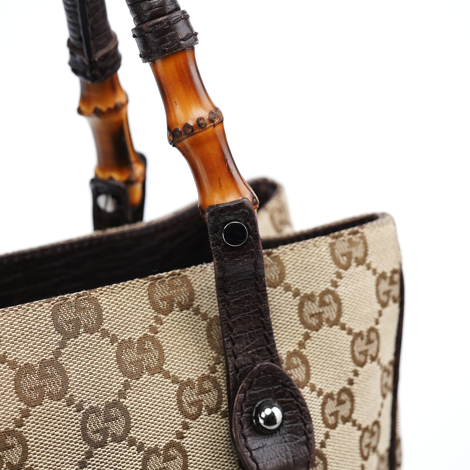 Beige GG Bamboo Tote Bag