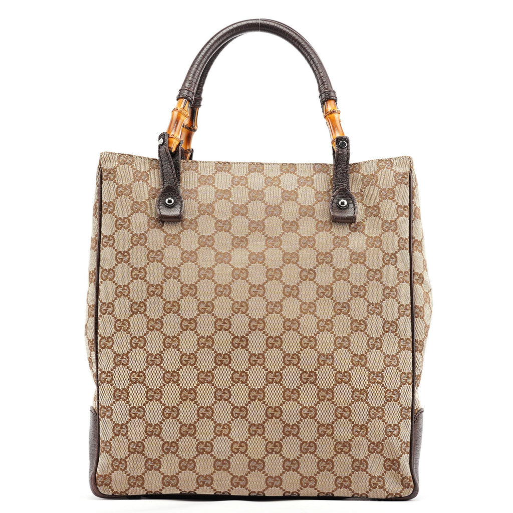 Beige GG Bamboo Tote Bag