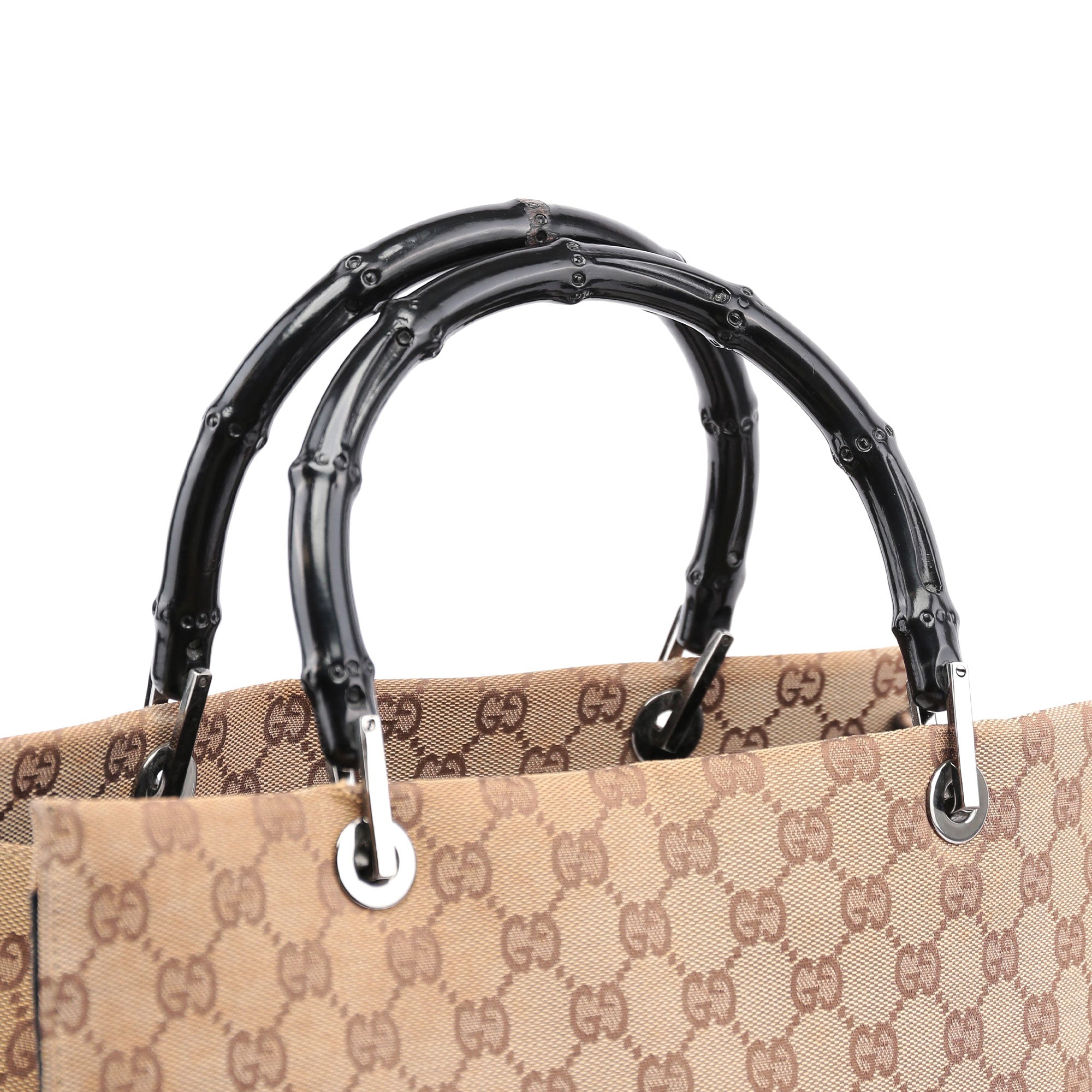Beige GG Bamboo Tote Bag