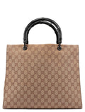 Beige GG Bamboo Tote Bag