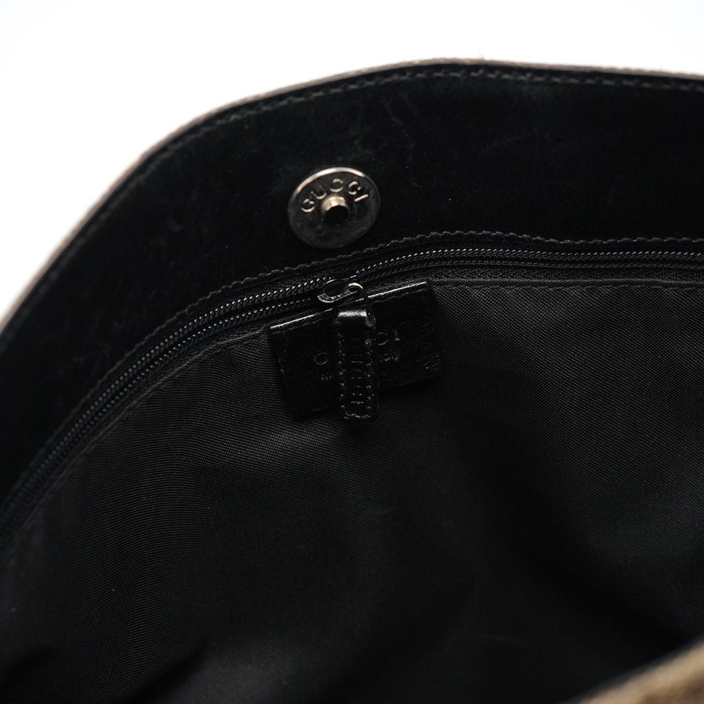 Beige GG Canvas Horsebit Shoulder Bag