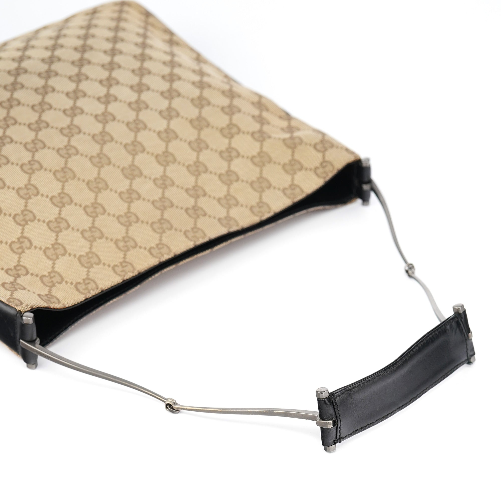 Beige GG Canvas Horsebit Shoulder Bag