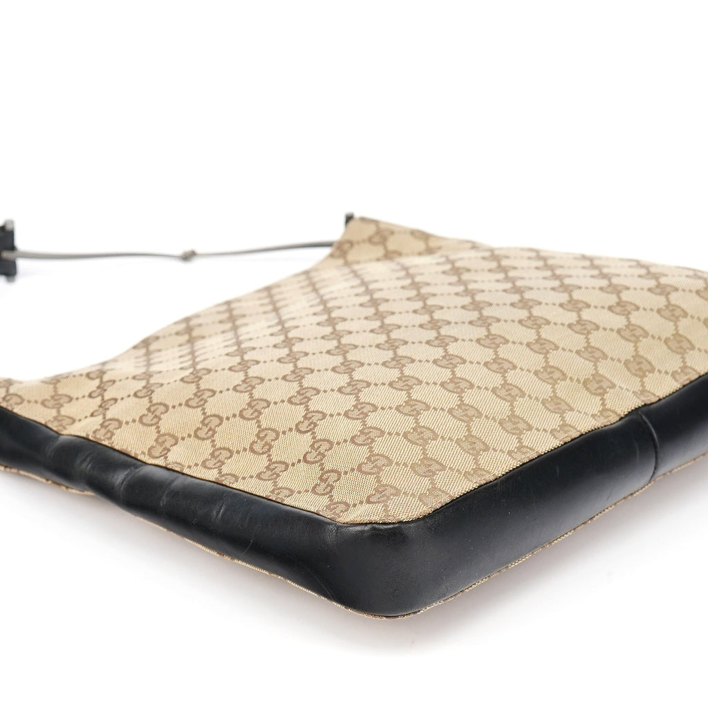 Beige GG Canvas Horsebit Shoulder Bag