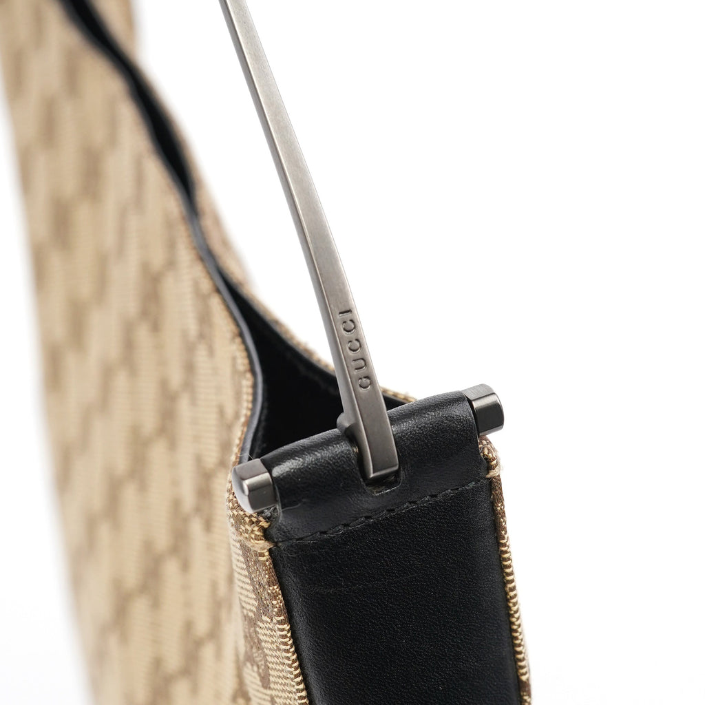 Beige GG Canvas Horsebit Shoulder Bag