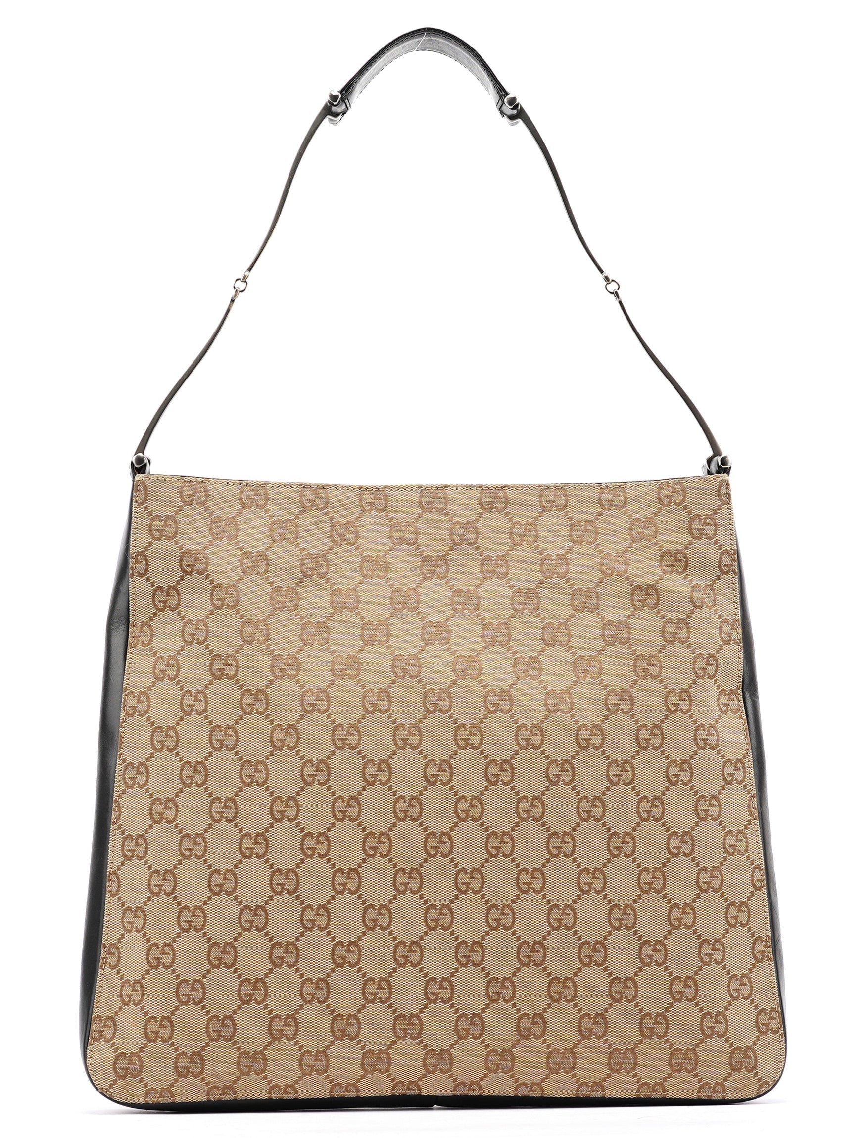 Beige GG Canvas Horsebit Shoulder Bag