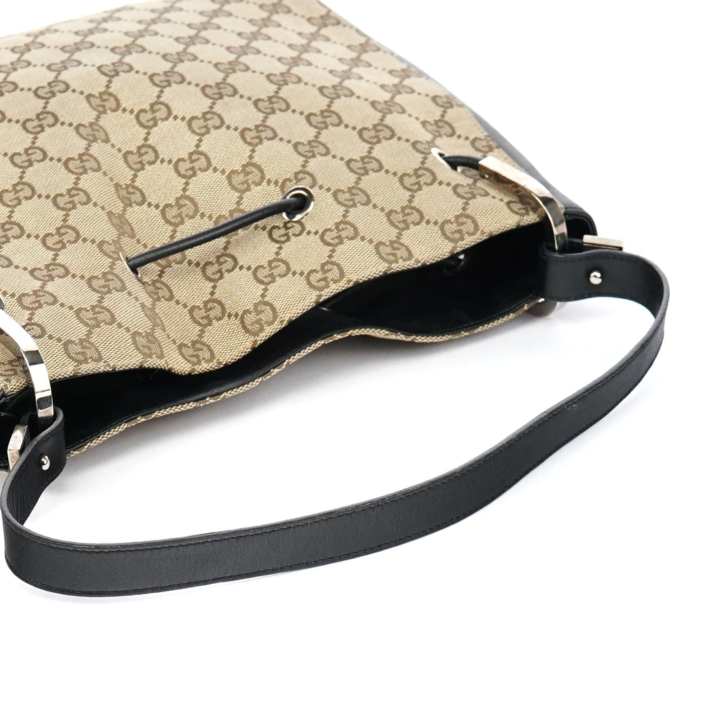 Beige GG Drawstring Shoulder Bag