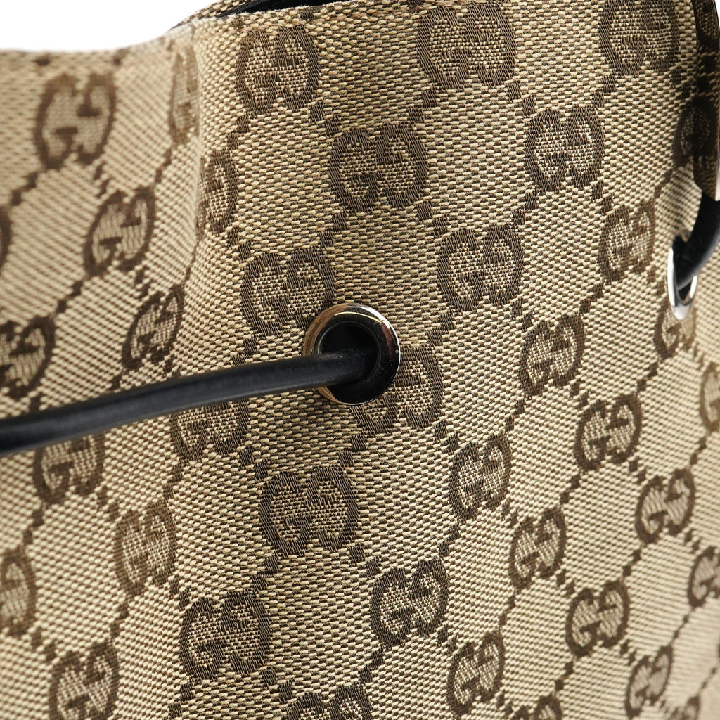 Beige GG Drawstring Shoulder Bag