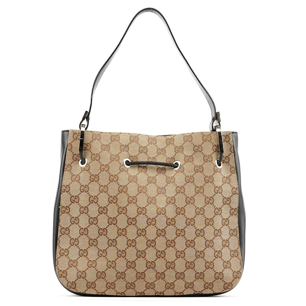 Beige GG Drawstring Shoulder Bag