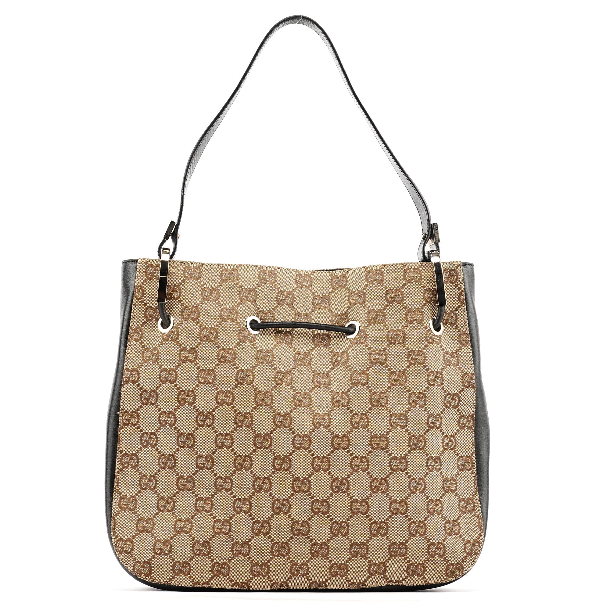 Beige GG Drawstring Shoulder Bag