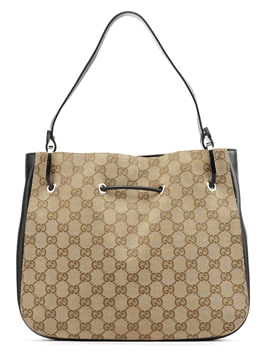 Beige GG Drawstring Shoulder Bag