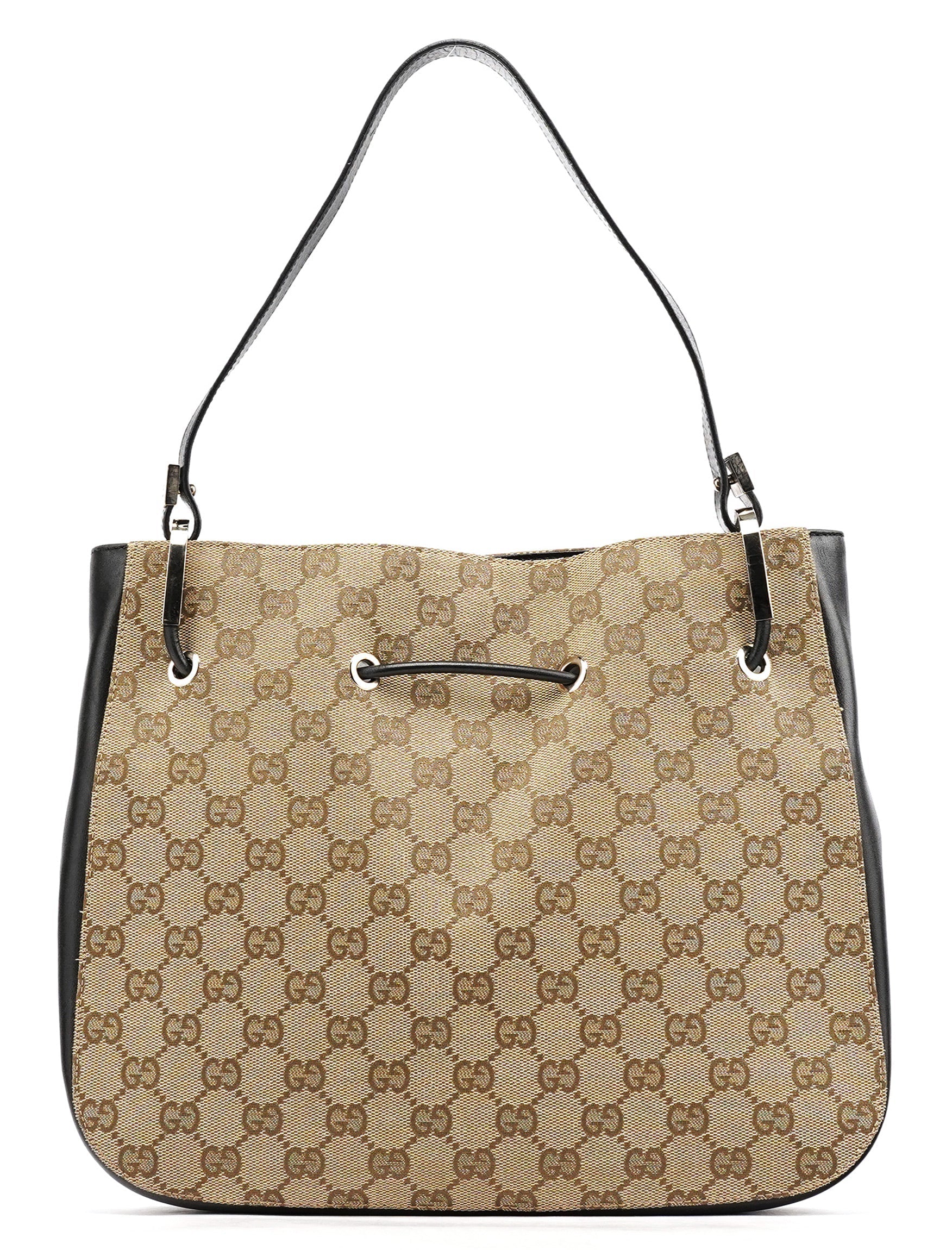 Beige GG Drawstring Shoulder Bag