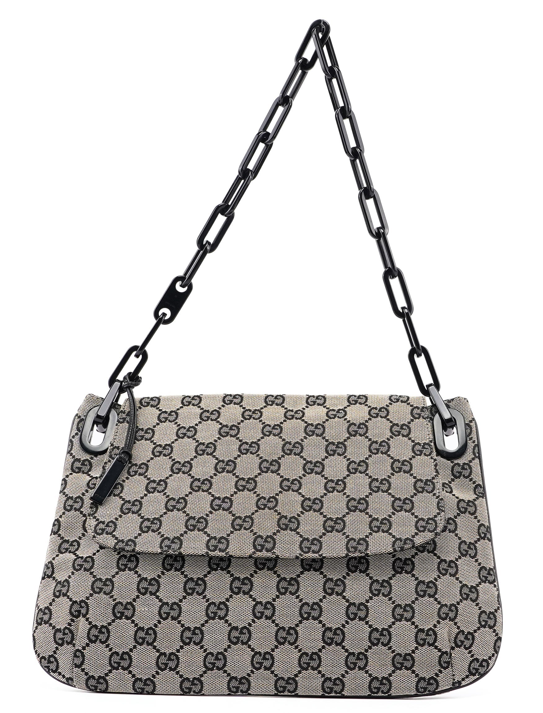 Beige GG Flap Plastic Chain Shoulder Bag