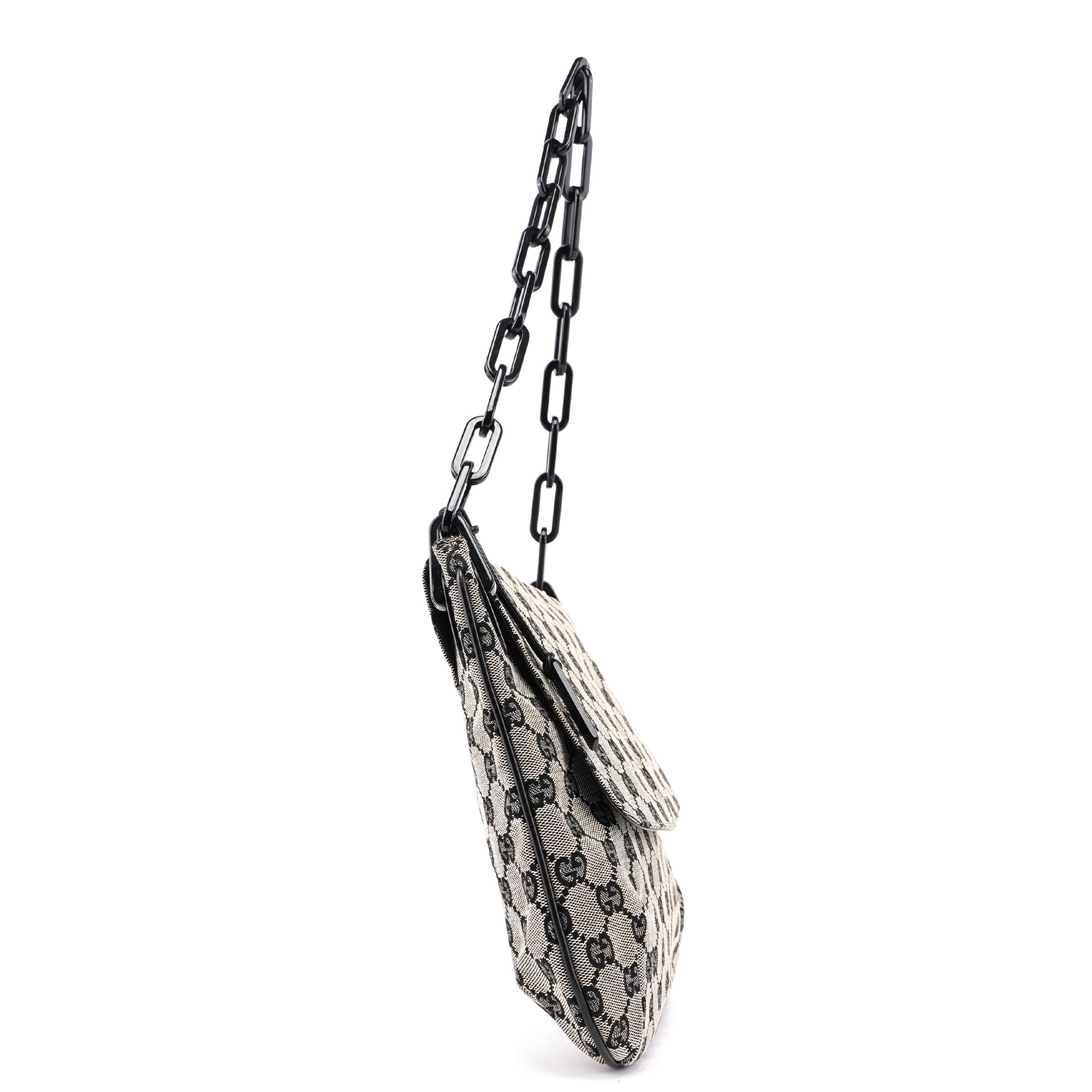 Beige GG Flap Plastic Chain Shoulder Bag