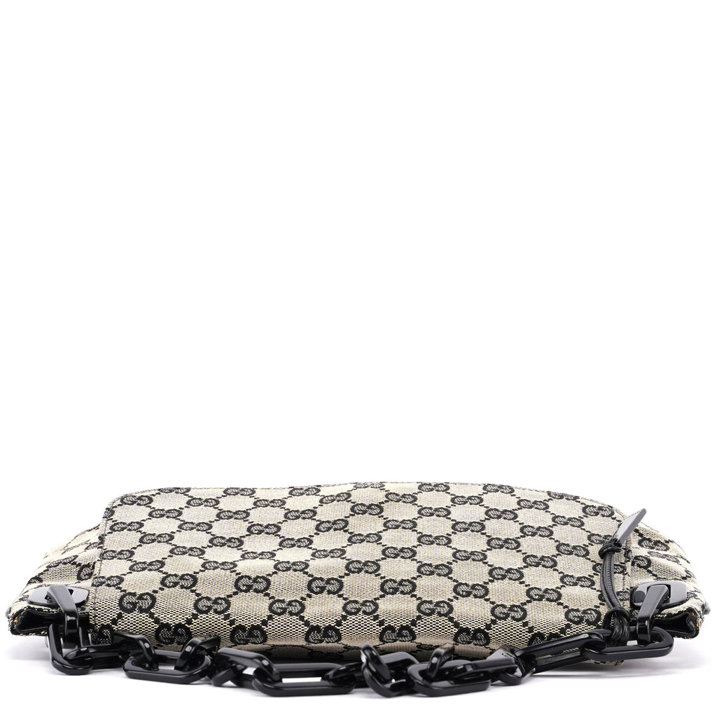 Beige GG Flap Plastic Chain Shoulder Bag