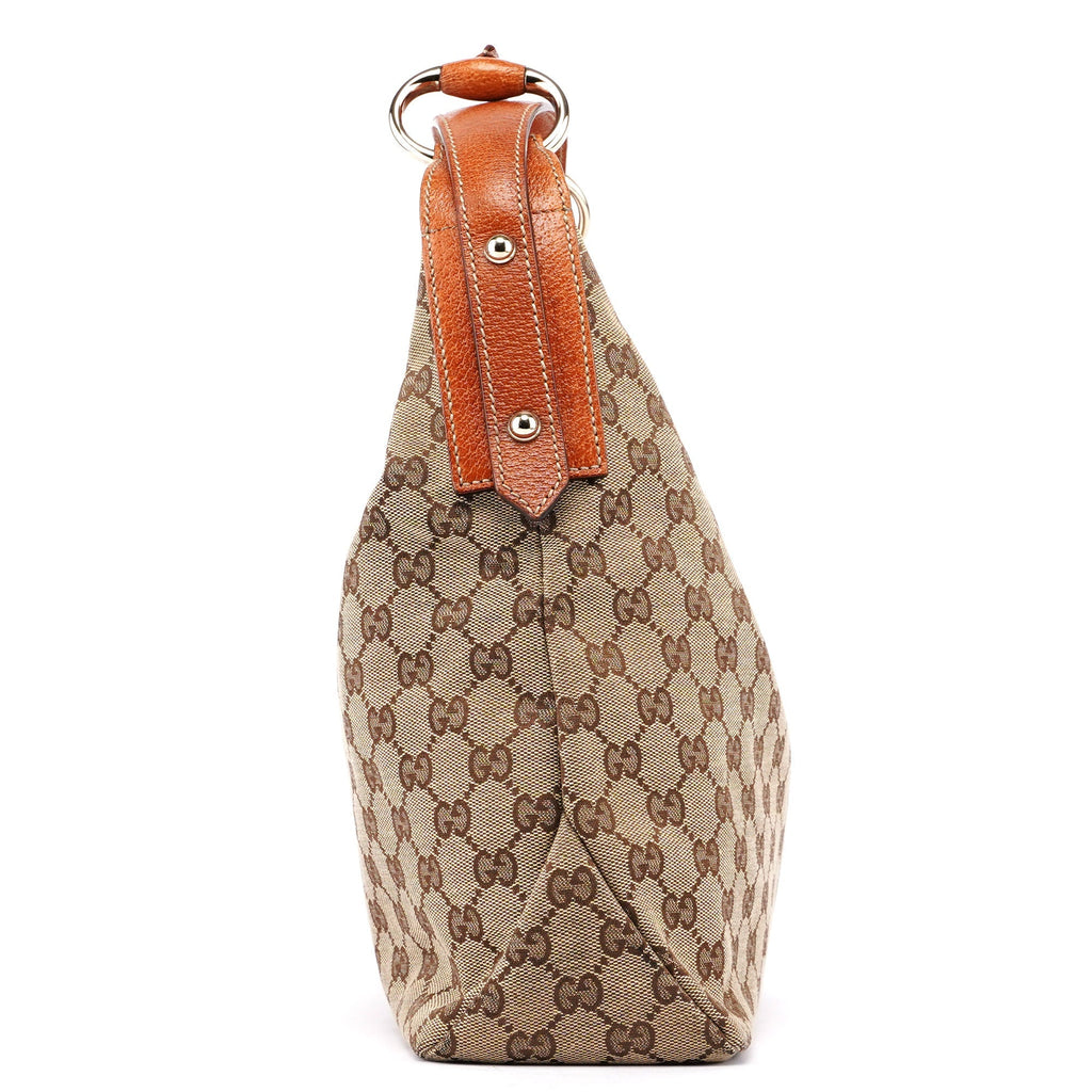 Beige GG Horsebit Hobo Shoulder Bag