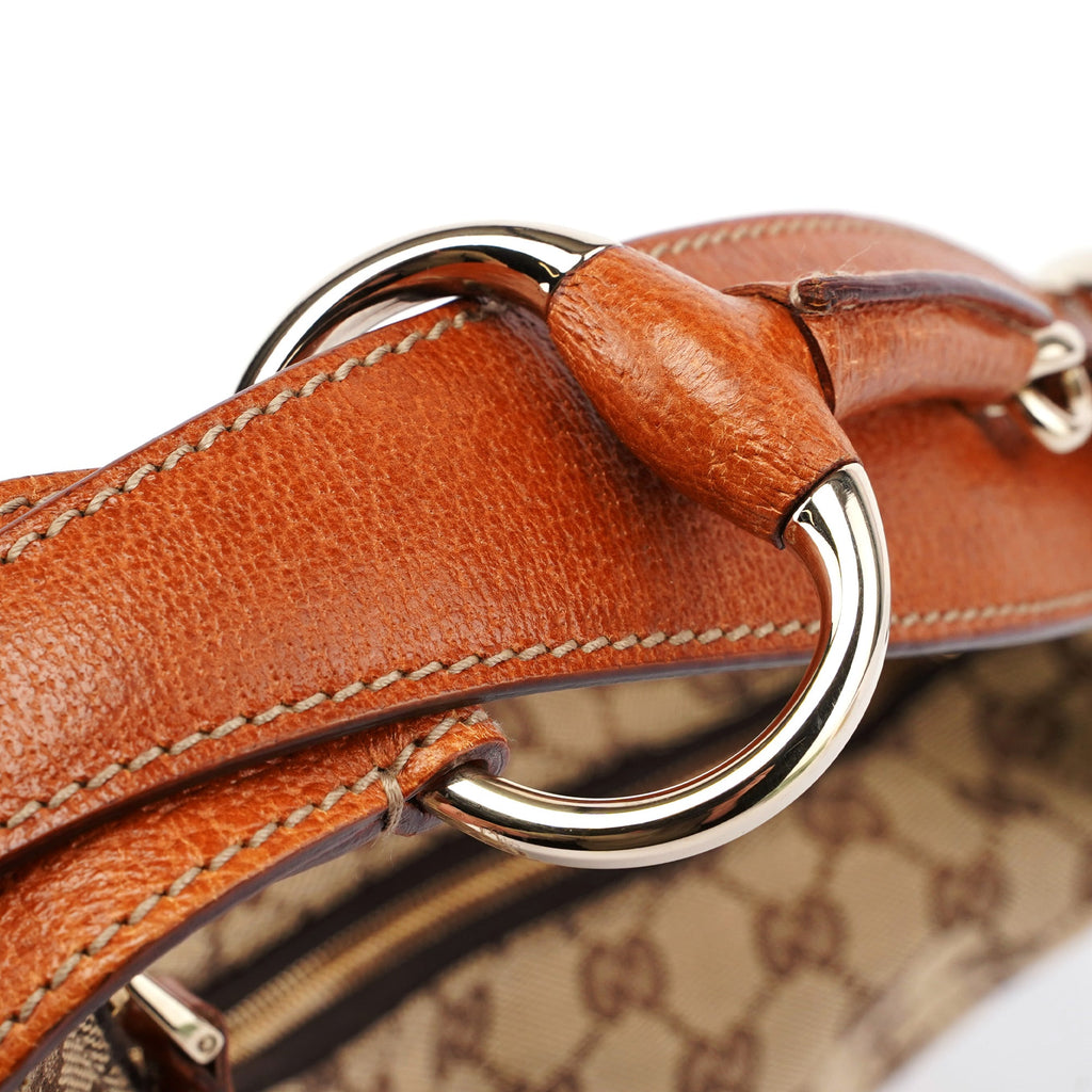 Beige GG Horsebit Hobo Shoulder Bag