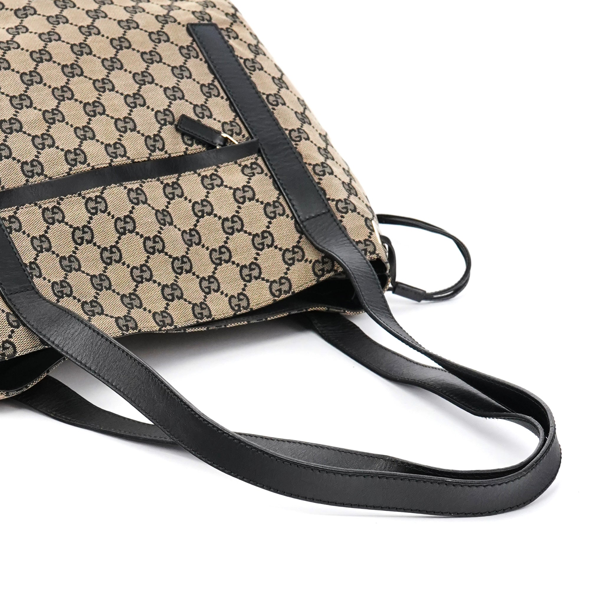 Beige GG Leather Tote Bag