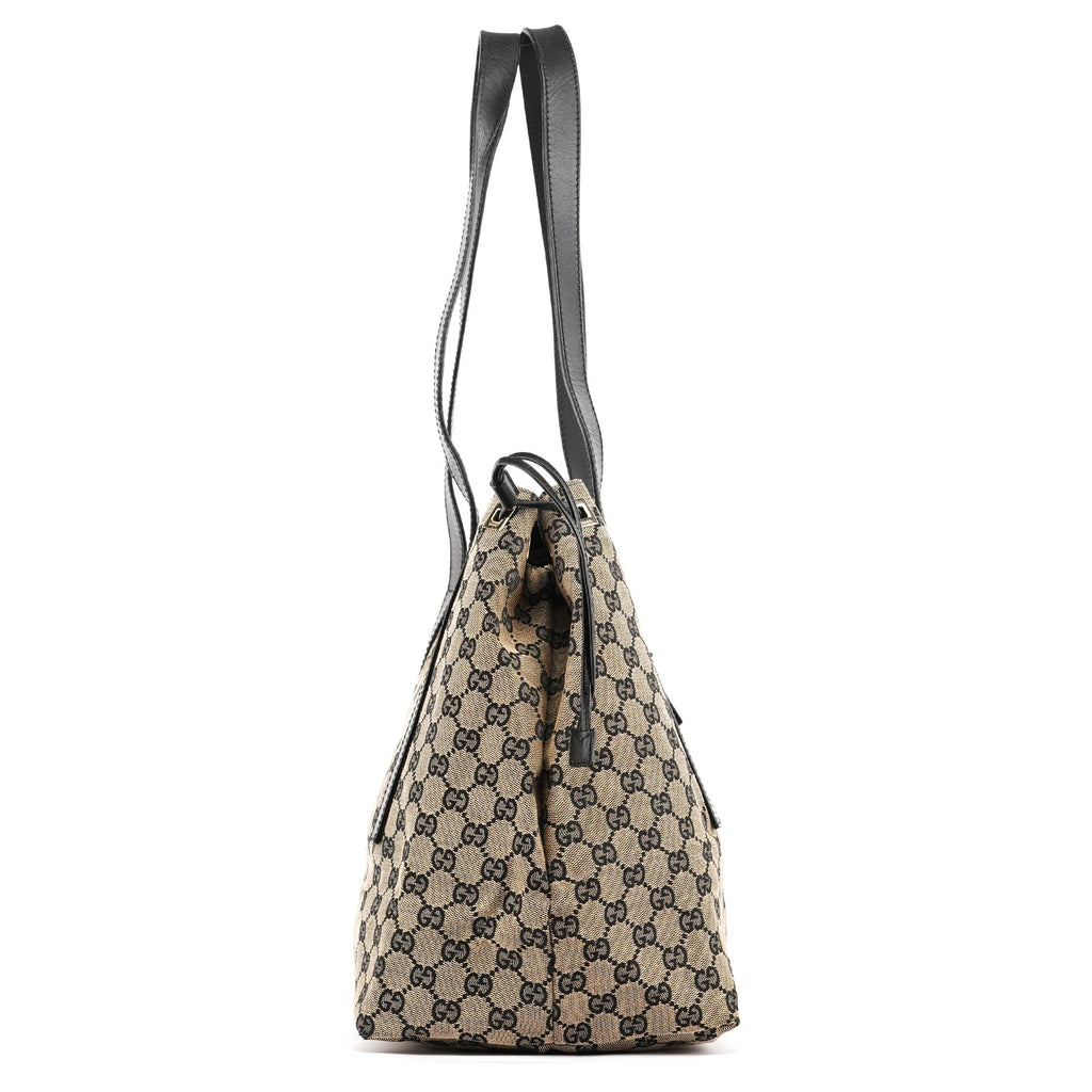 Beige GG Leather Tote Bag