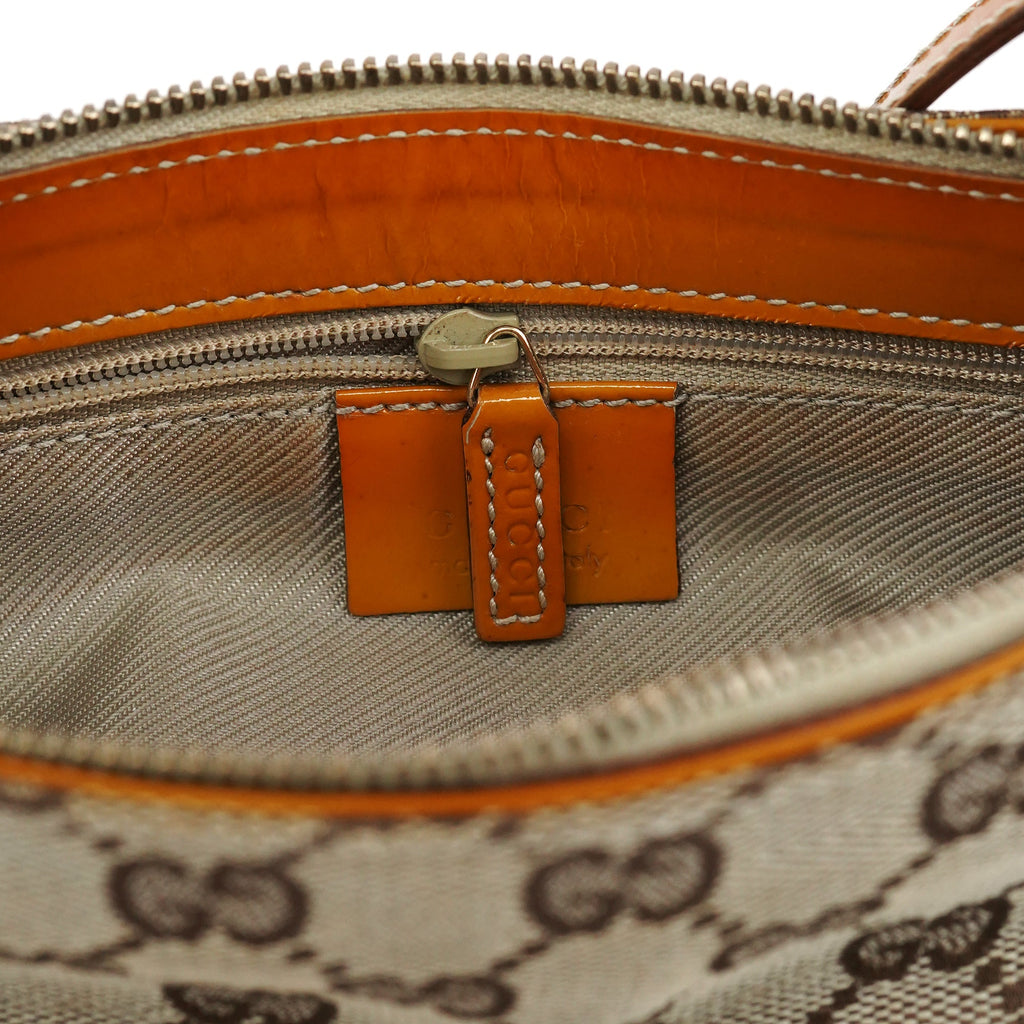 Beige GG Patent Leather Shoulder Bag