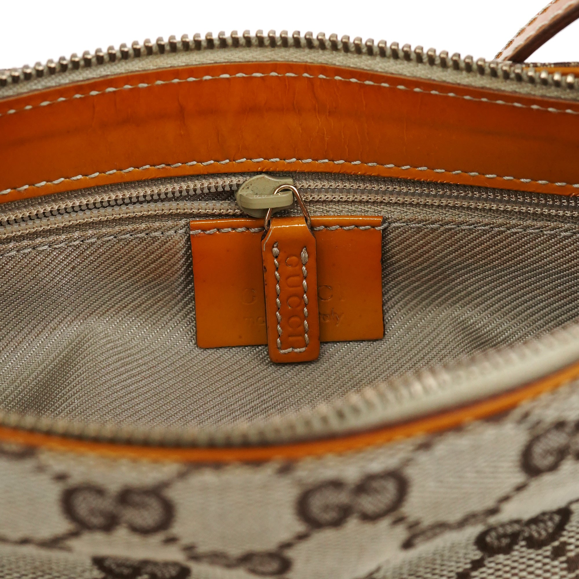 Beige GG Patent Leather Shoulder Bag