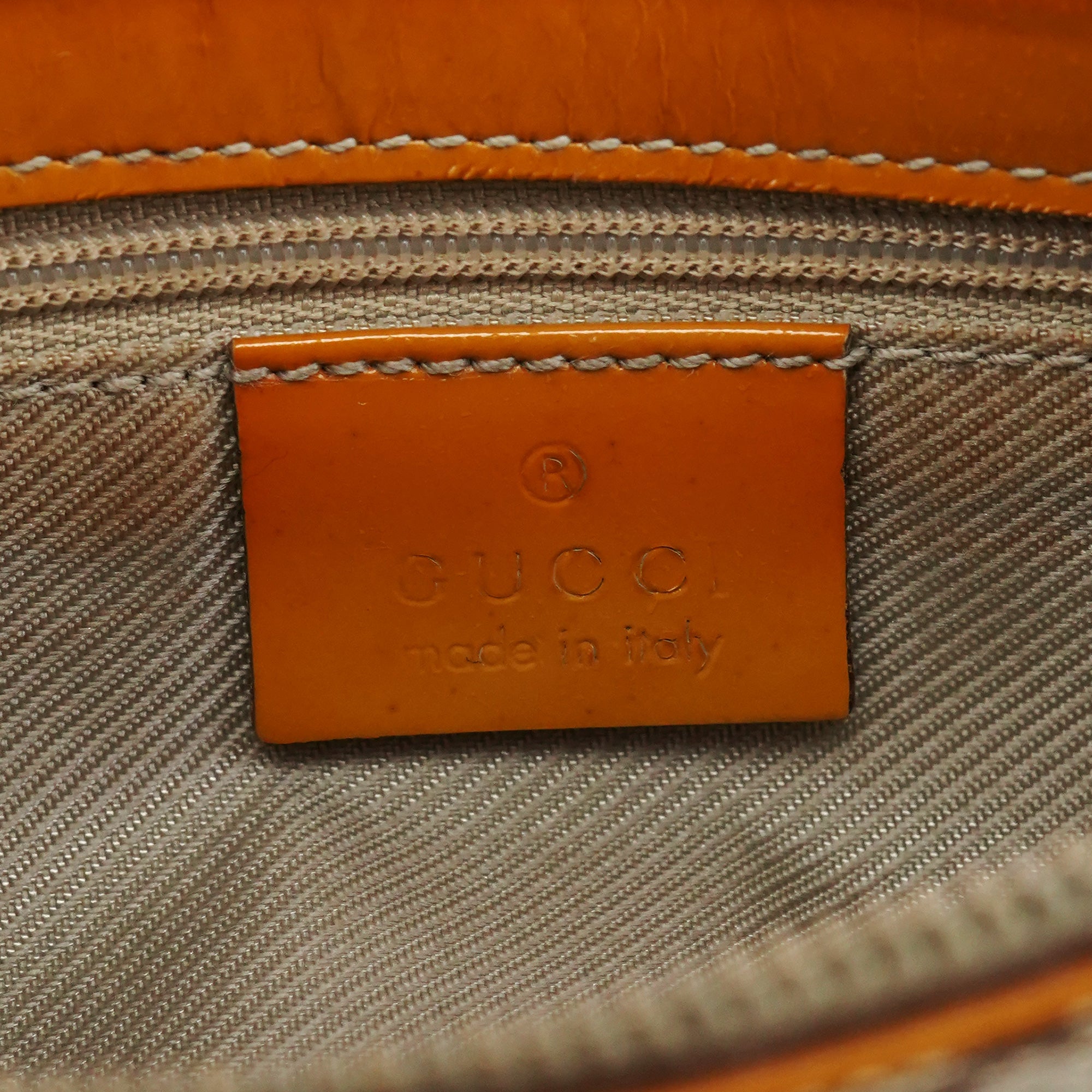 Beige GG Patent Leather Shoulder Bag