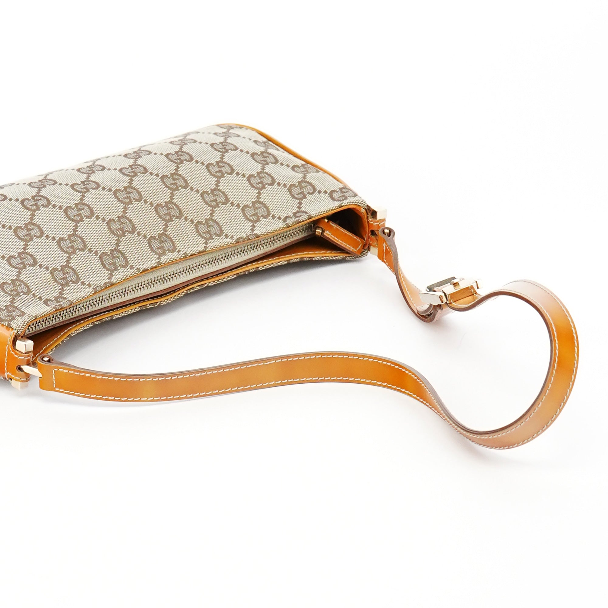 Beige GG Patent Leather Shoulder Bag