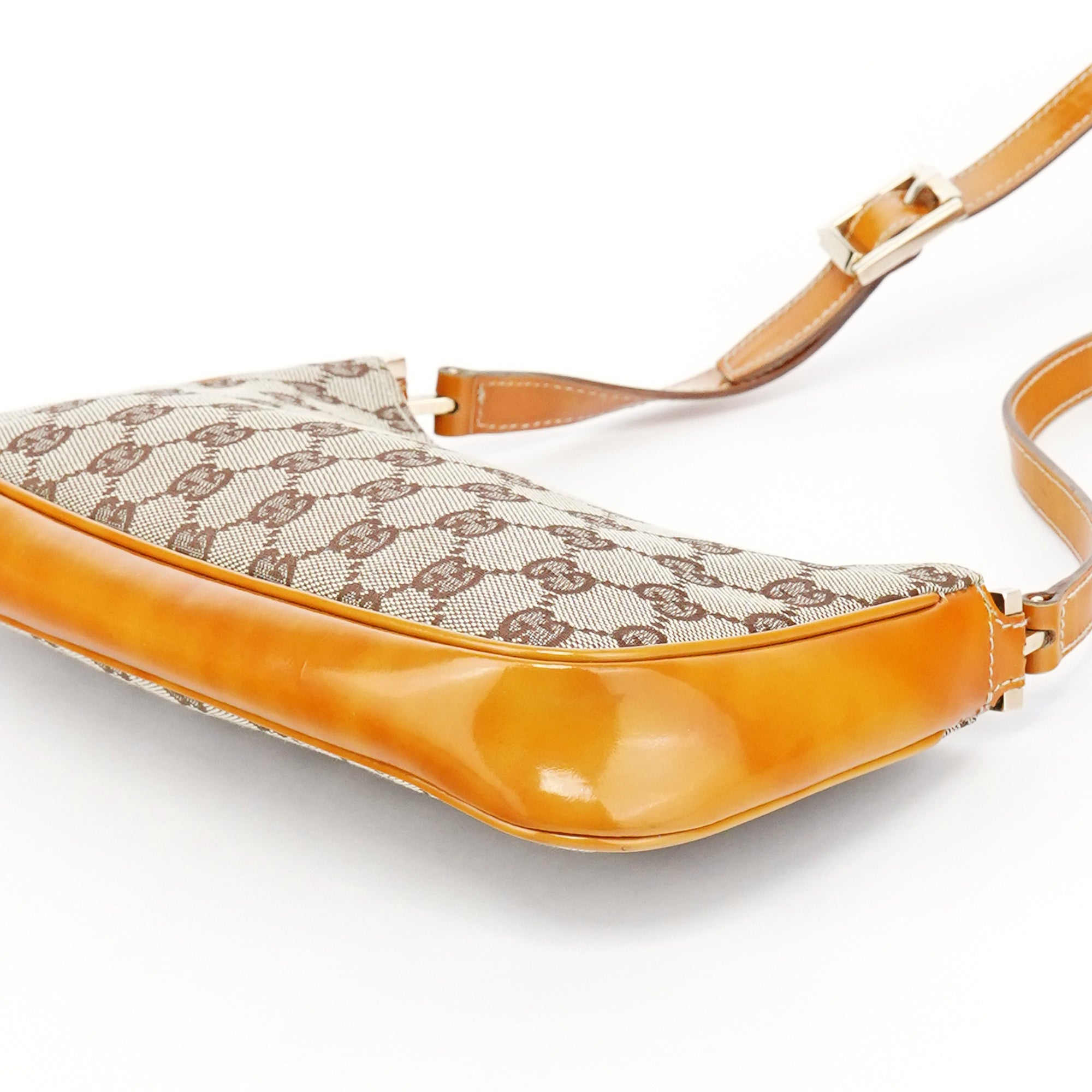 Beige GG Patent Leather Shoulder Bag