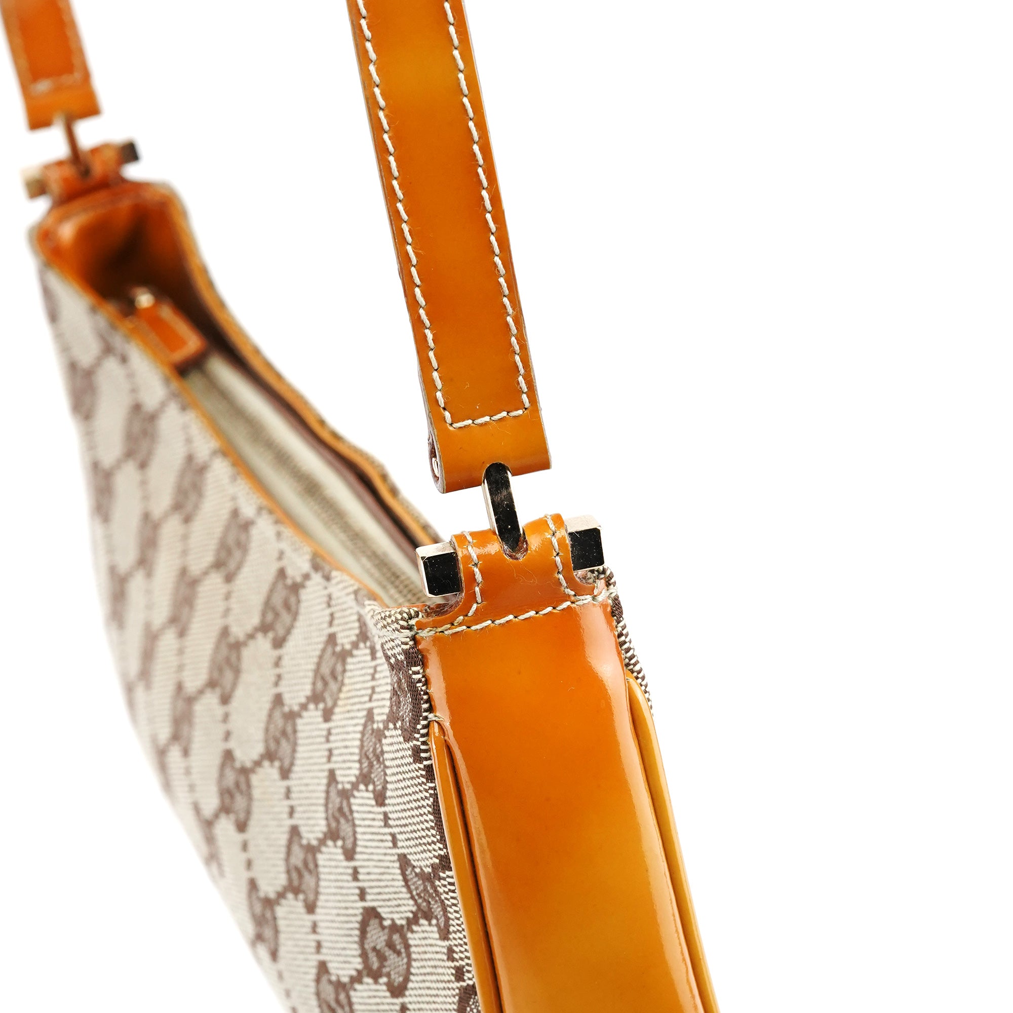 Beige GG Patent Leather Shoulder Bag