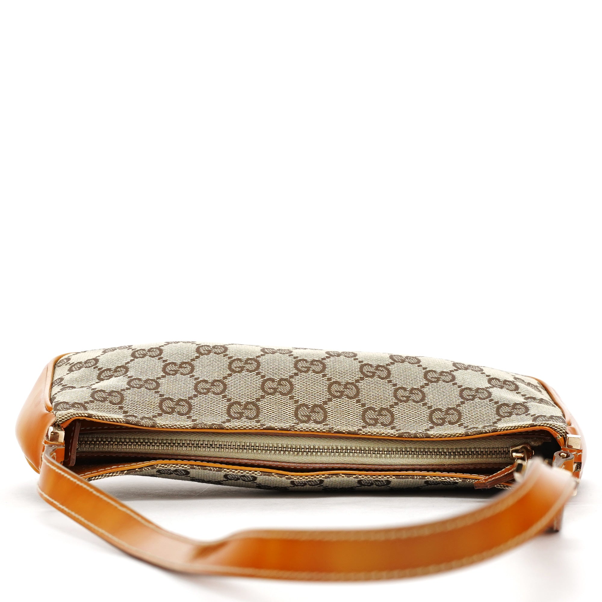 Beige GG Patent Leather Shoulder Bag