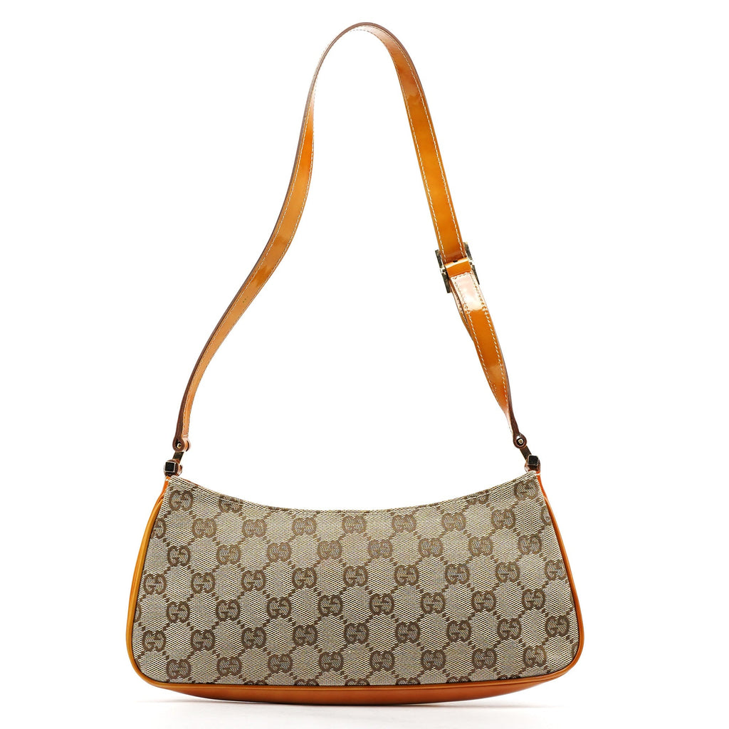 Beige GG Patent Leather Shoulder Bag