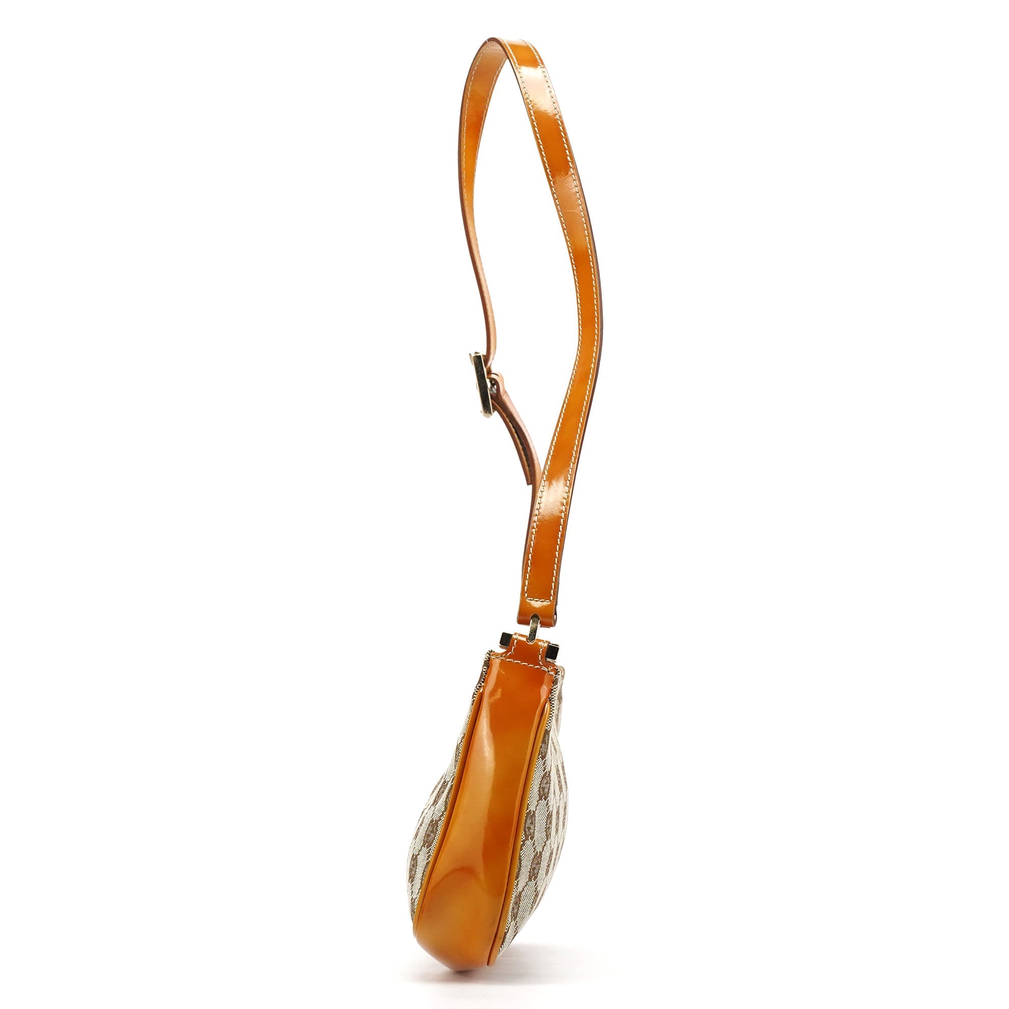 Beige GG Patent Leather Shoulder Bag