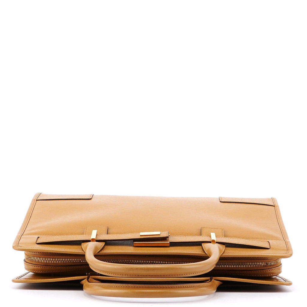 Beige Leather 2-Way Tote