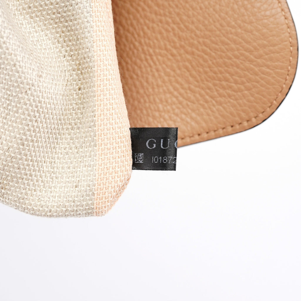 Beige Leather Bamboo Turnlock 2-Way Bag